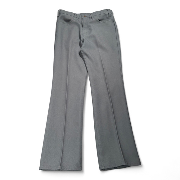 Vintage Levis Pants Mens 33x32 Gray Flared Sta Prest Trousers Polyester 70s - Picture 1 of 11